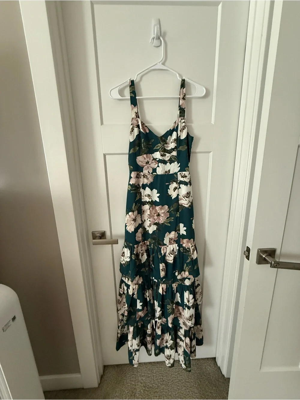 Abercrombie & Fitch Teal Floral Maxi Dress with Blush and Cream Flowers